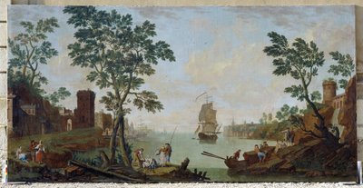 Veduta di un porto mediterraneo da Hendrik Willem Schweickhardt