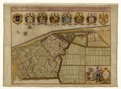 Mappa della diga di Hondsbossche e delle dune di Petten da Hendrik de Leth