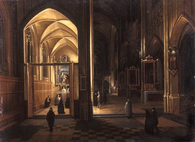 Interno di una chiesa gotica da Hendrik the Younger Steenwyck