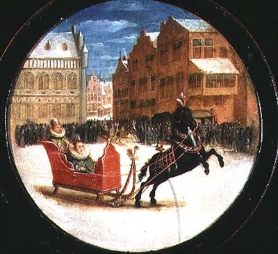 Paesaggio invernale con figure in una slitta trainata da cavalli da Hendrik the Younger Steenwyck