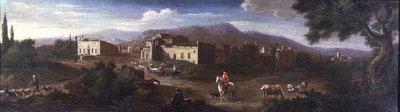 Un monastero nella campagna romana da Hendrik van (studio of) Lint