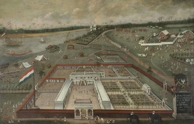 Il posto commerciale della Compagnia Olandese delle Indie Orientali accanto al Gange a Hooghly, Bengala da Hendrik van Schuylenburgh