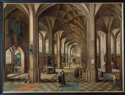 Interno di una chiesa, Sacrestano che mostra l