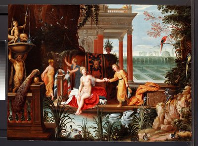 Betsabea alla piscina con le sue ancelle, c.1600-42 da Hendrik van the Elder (circle of) Balen