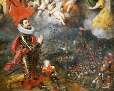 Don Álvaro de Bazán che ringrazia dopo la vittoria sui Turchi nel 1580 da Hendrik van the Elder Balen