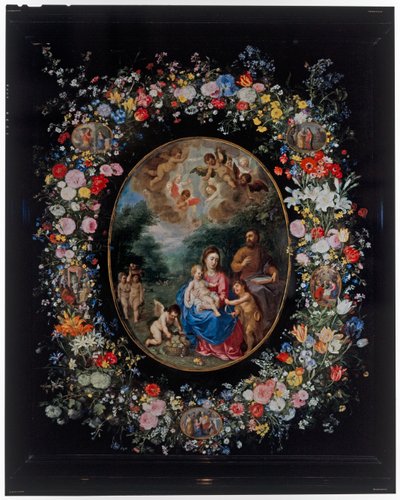 La Sacra Famiglia e il piccolo San Giovanni Battista e angeli in un paesaggio da Hendrik van the Elder Balen