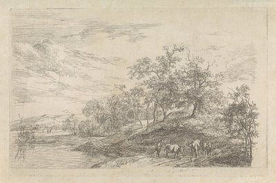 Paesaggio collinare con pastore e mucche da Hendrikus van de Sande Bakhuyzen