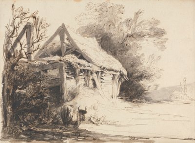 Un Vecchio Fienile, Alberi e Mucca da Heneage Finch fourth Earl of Aylesford
