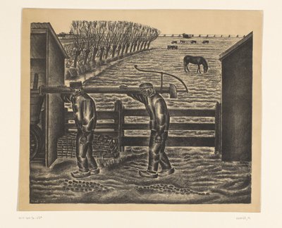 Due contadini in un paesaggio da Henk Henriët (signed by artist)