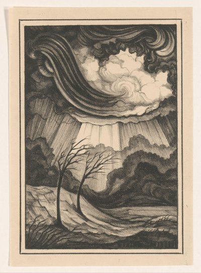 Paesaggio con alberi spogli e cielo nuvoloso da Henk Schilling