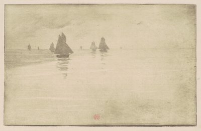 Barche in una nebbia mattutina da Henri-Charles Guérard