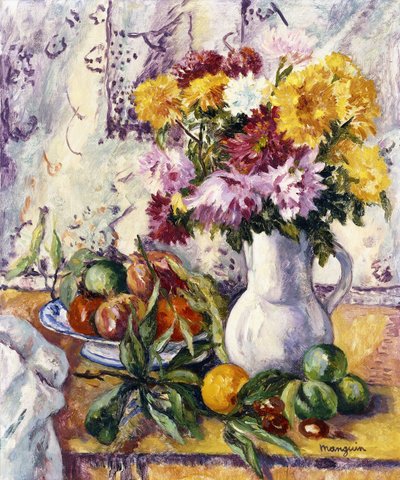 Crisantemi e frutta da Henri Charles Manguin