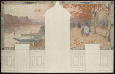 Schizzo per il municipio di Asnières: Autunno, la Senna ad Asnières, ca. 1900 da Henri Gaston Darien
