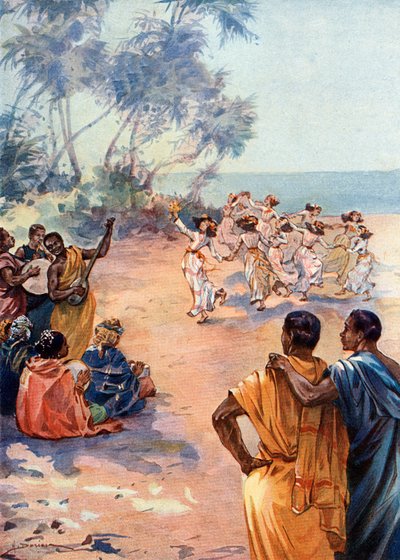 Veduta di Tahiti sotto il regno di Pomare IV (1813-1877) da Henri Gaston Darien