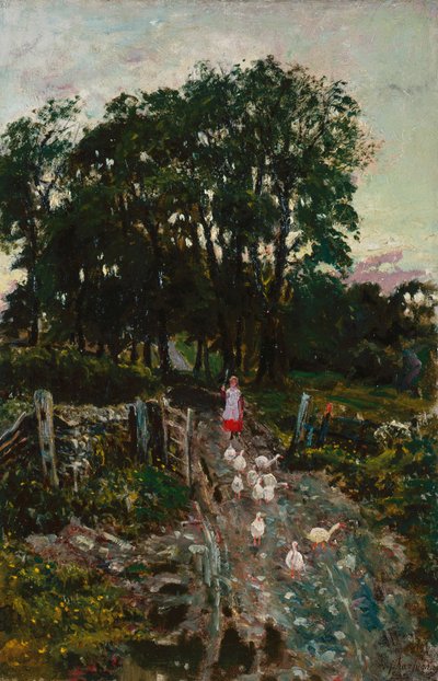 Ragazza con anatre da Henri Joseph Harpignies