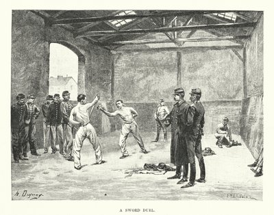 Duello di spade (incisione) da Henri-Louis Dupray