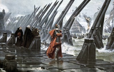 Il cardinale Richelieu sul molo di La Rochelle da Henri Paul (after) Motte