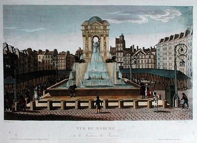 Veduta del Marche des Innocents, inciso da Eugene Dubois, c.1815-20 da Henri (after) Courvoisier Voisin