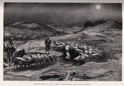 Il pozzo del rimorchio. Incisione di Laurent Desrousseaux per illustrare il racconto 