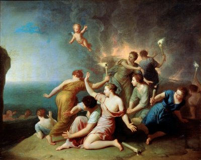 Ninfe che bruciano la nave di Telemaco da Henri Antoine de Favannes
