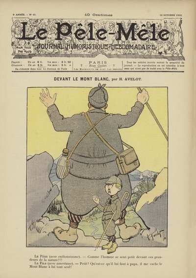 Devant le Mont Blanc. Illustrazione per Le Pele-Mele, 1902 da Henri Avelot