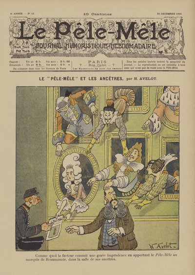 Le Pele-Mele et les ancetres. Illustrazione per Le Pele-Mele, 1902 da Henri Avelot