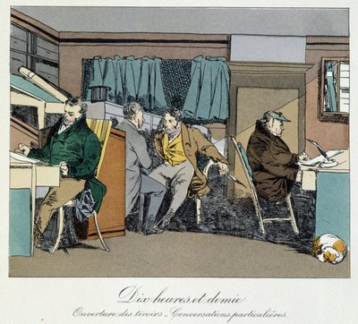 Dieci e mezza: apertura dei cassetti e conversazioni private - in "Administrative mores" di Henri Monnier da Henri Bonaventure Monnier