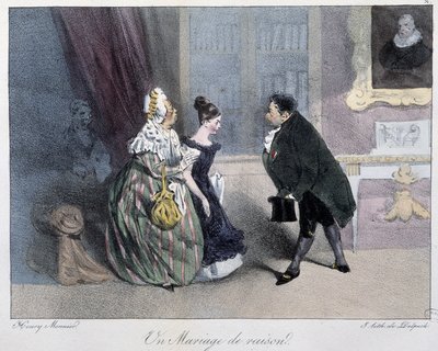 Un matrimonio di convenienza - in "Esquisses parisiennes" di Henri Monnier, ed. Delpech, Parigi da Henri Bonaventure Monnier