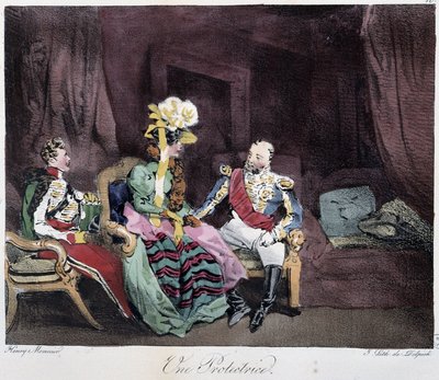 Une protectrice - in "Esquisses parisiennes" di Henri Monnier, ed. Delpech, Parigi da Henri Bonaventure Monnier