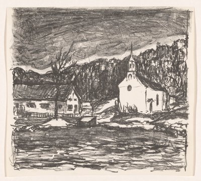 Paesaggio collinare con chiesa da Henri Braakensiek (signed by artist)