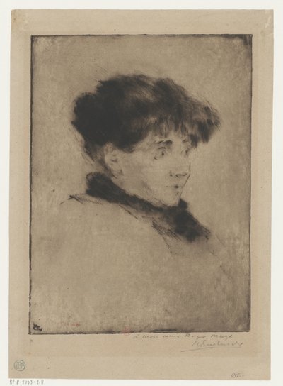 Ritratto di Eva Gonzalès da Henri Charles Guérard (signed by artist)