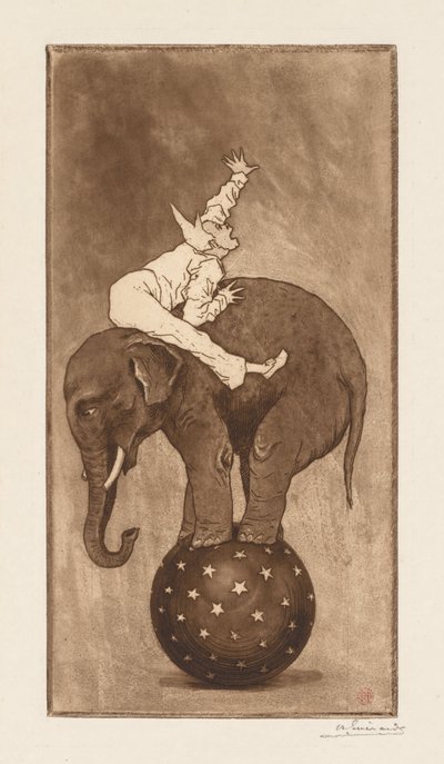 Elefante e clown da Henri Charles Guérard