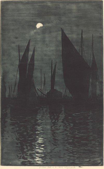 Chiaro di luna nel porto di Dieppe da Henri Charles Guérard