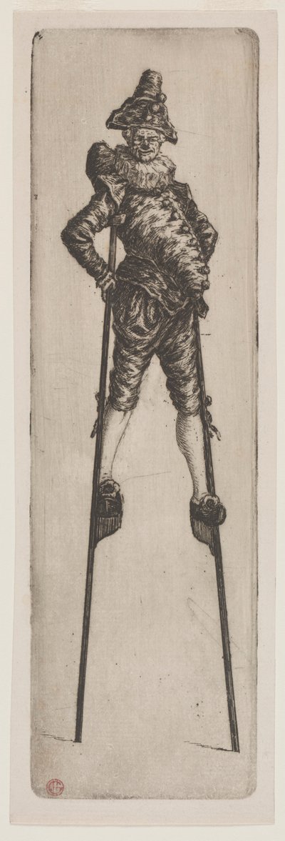 Pulcinella sui trampoli, c. 1888 da Henri Charles Guérard