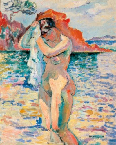 Una bagnante si asciuga i capelli al mare da Henri Charles Manguin