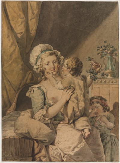Madre con due bambini da Henri Chevaux