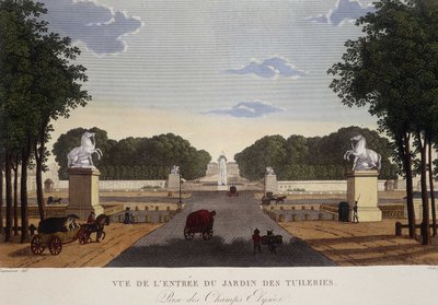 Ingresso del Giardino delle Tuileries veduta degli Champs-Elysées, circa 1820 - in “Vues de Paris” da Henri Courvoisier Voisin
