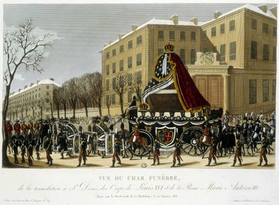 Carro funebre della traslazione di Luigi XVI e Maria Antonietta a Saint Denis il 21 gennaio da Henri Courvoisier Voisin