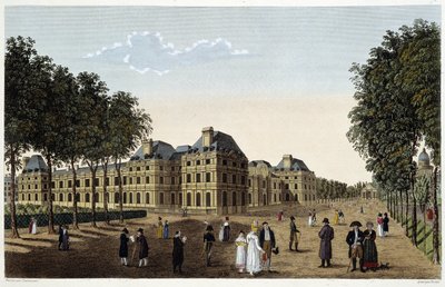 Giardino e Palais du Luxembourg visti dalla terrazza del piccolo Luxembourg. Incisione di Courvoisier da Henri Courvoisier Voisin