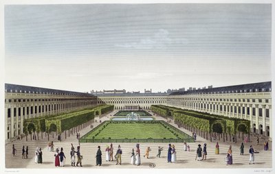 Veduta dei Giardini del Palais Royal, vista dalle Galeries de Bois, inciso da Aubert Fils, c.1815-20 da Henri Courvoisier Voisin