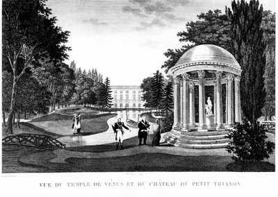 Vista del tempio di Venere e del castello del Gran Trianon a Versailles - disegno di Courvoisier da Henri Courvoisier Voisin