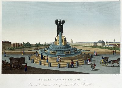 Vue de la Fontaine triumphale à la Bastille - in Vues de Paris di Courvoisier da Henri Courvoisier Voisin
