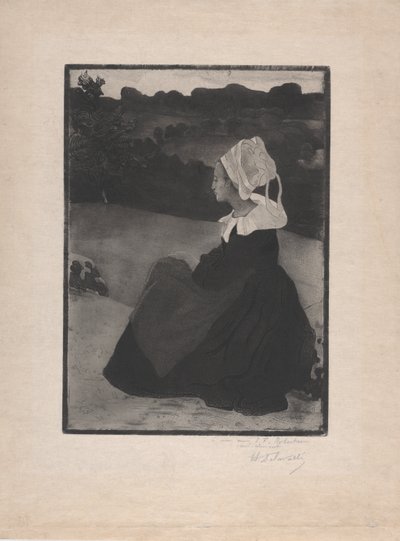 Bretonne seduta (Donna bretone seduta) c.1893 da Henri Delavallee