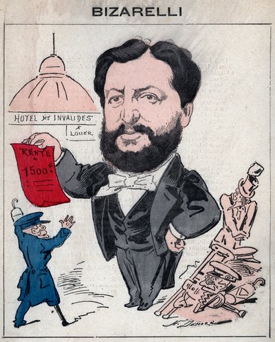 Louis Bizarelli politico francese (1836-1902) - Caricatura di Henri Demare in "Les Hommes d
