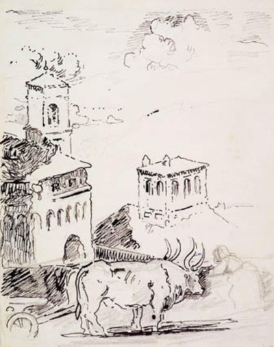 Un paio di buoi in una strada a Perugia da Henri Edmond Cross