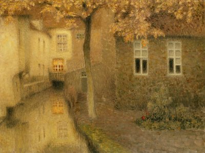 Un canale a Bruges al crepuscolo, c. 1898 da Henri Eugene Augustin Le Sidaner