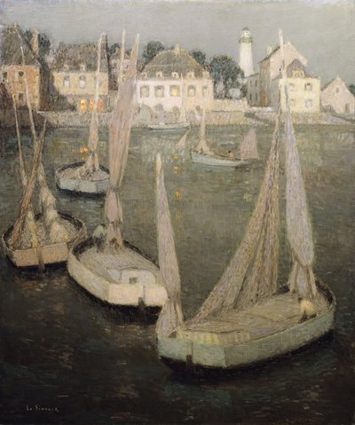 Porto bretone al chiaro di luna da Henri Eugene Augustin Le Sidaner