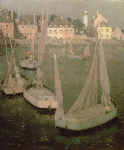 Porto della Bretagna al Chiaro di Luna da Henri Eugene Augustin Le Sidaner