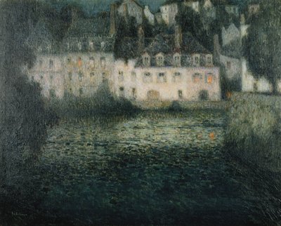 Casa sul fiume al chiaro di luna, Quimperle da Henri Eugene Augustin Le Sidaner