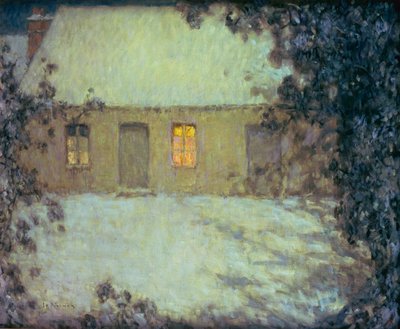 Cottage con il Tetto di Paglia sotto la Neve da Henri Eugene Augustin Le Sidaner